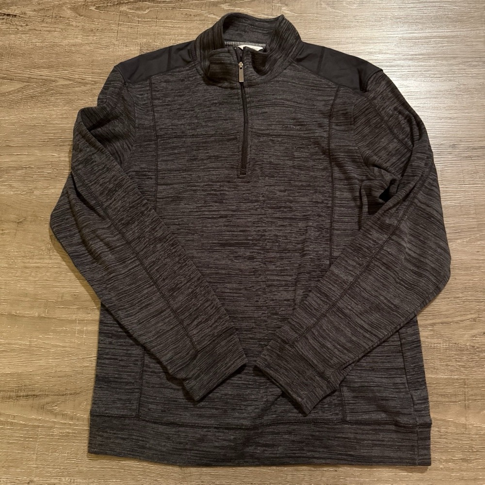 Calvin Klein Men's 1/4 Zip Black/Gray Pullover Cotton Blend